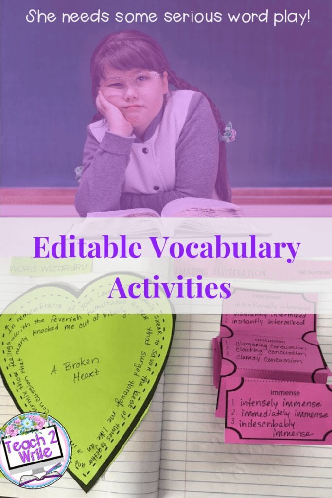editable activities and word games for middle schoolers