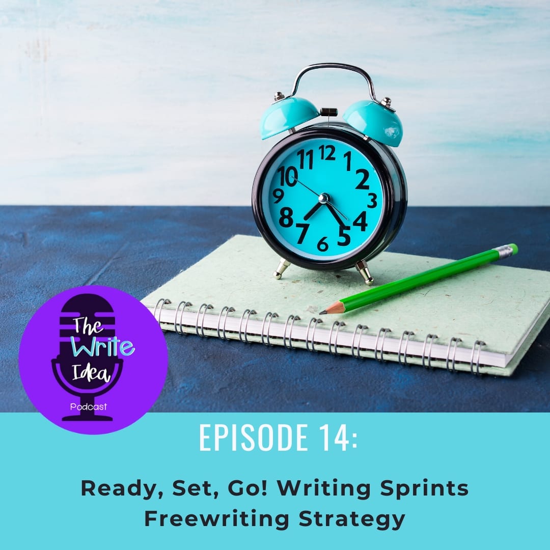 clock on notebook with pencil and podcast logo with episode 14 listed