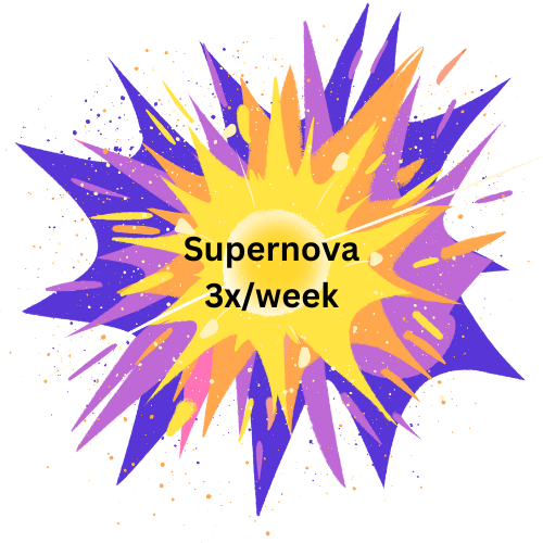picture of star exploding with text supernova 3x per week